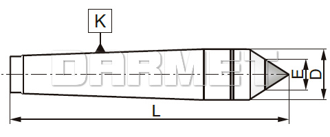 Kieł tokarski stały MK1 z końcówką z węglików spiekanych - Morse 1 - ZM KOLNO (Typ 8711)